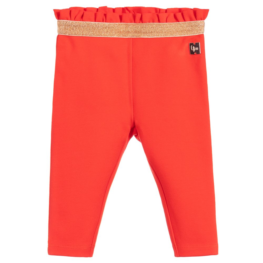 Carrément Beau-Orange Milano Jersey Leggings | Childrensalon Outlet