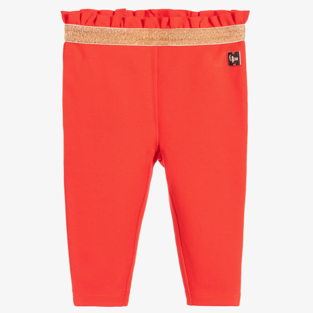 Carrément Beau-Orange Milano Jersey Leggings | Childrensalon Outlet