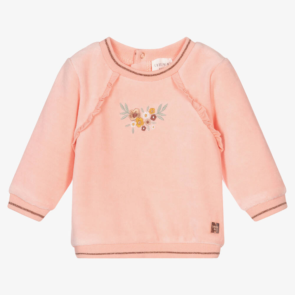 Carrément Beau - Pink Cotton Velour Sweatshirt | Childrensalon