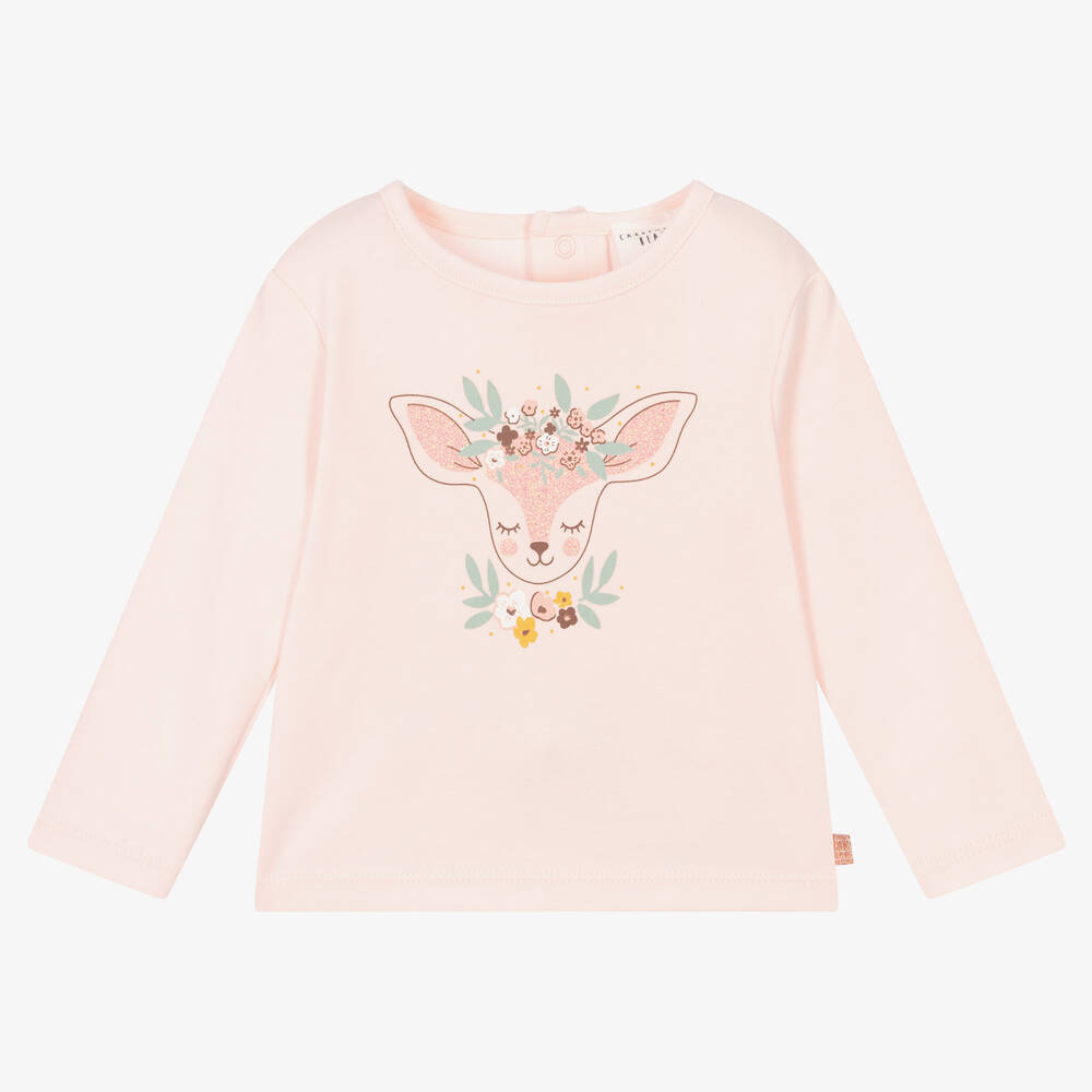 Carrément Beau - Pink Deer Cotton Top | Childrensalon