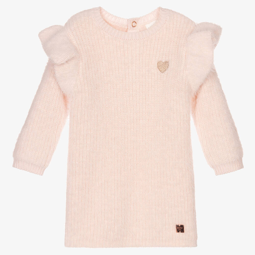 Carrément Beau - Pink Fluffy Knit Sweater Dress | Childrensalon