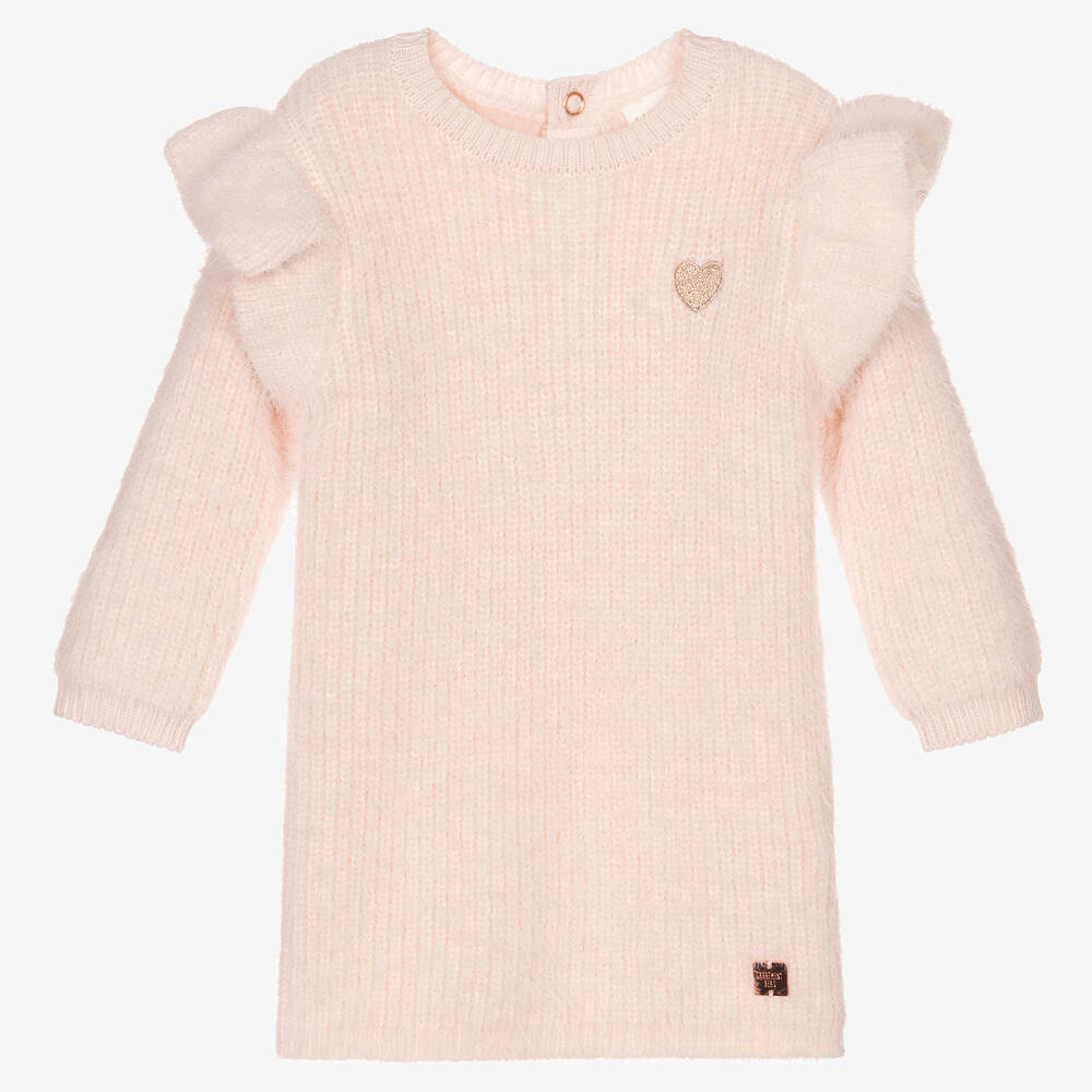 Carrément Beau - Robe pull rose duveteux | Childrensalon