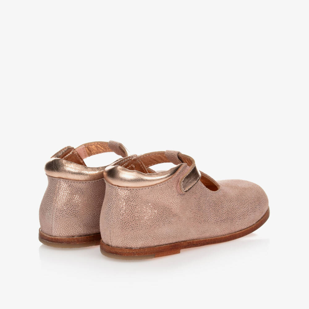 Carrément Beau-Pink Leather T-Bar Shoes | Childrensalon Outlet