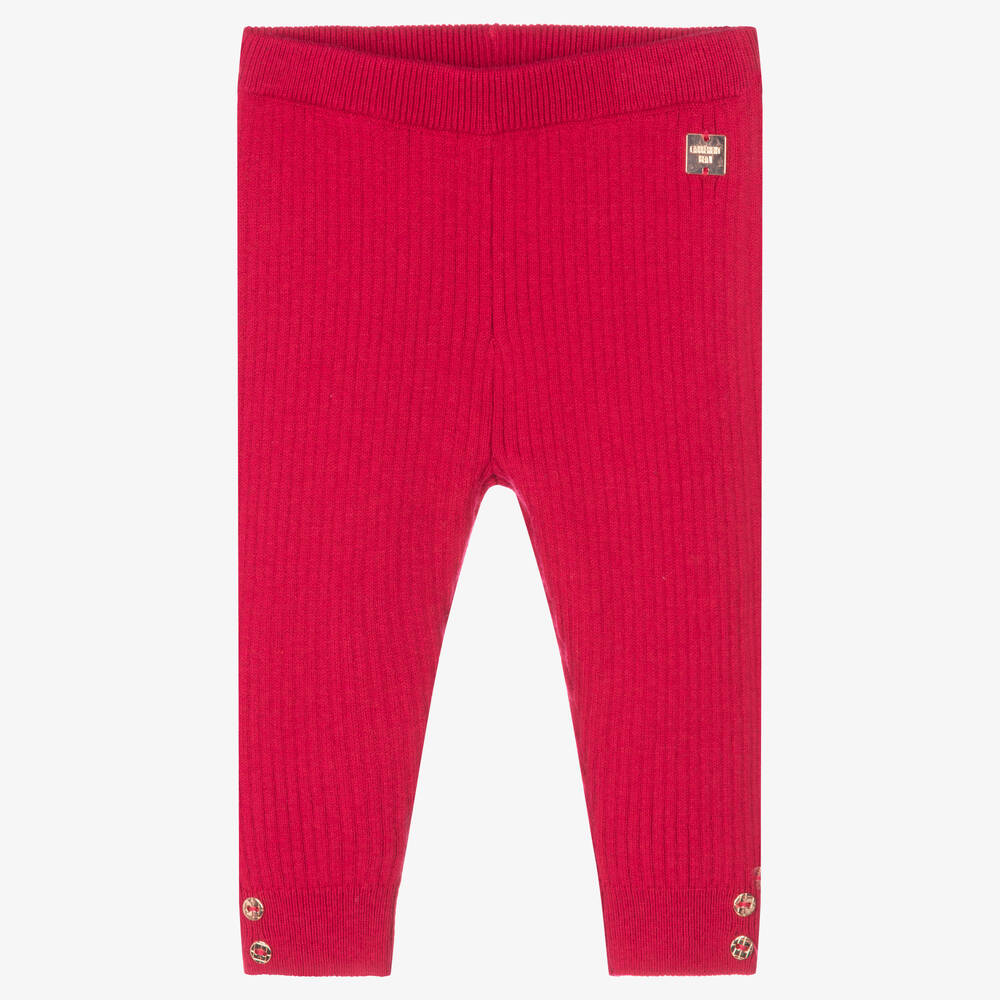 Carrément Beau-Pink Ribbed Cotton Leggings | Childrensalon Outlet