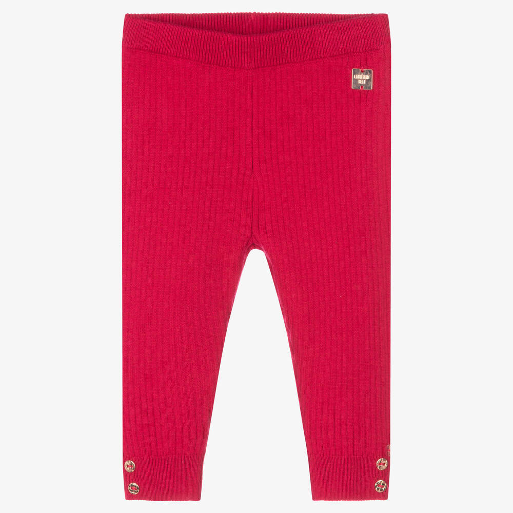 Carrément Beau - Pink Ribbed Cotton Leggings | Childrensalon