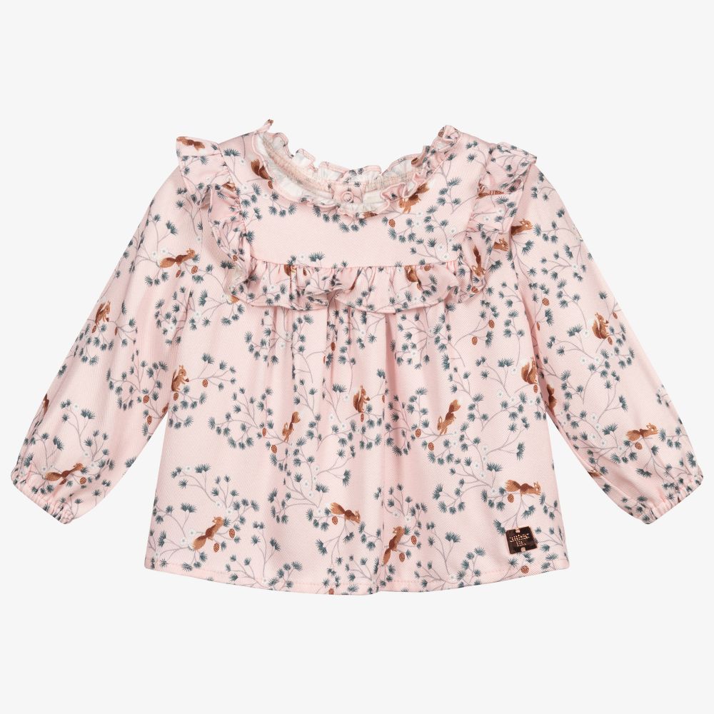 Carrément Beau - Rosa Bluse mit Eichhörnchen | Childrensalon