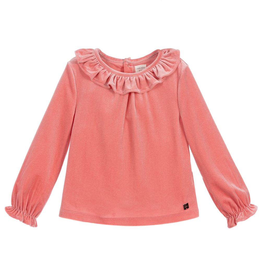 Carrément Beau - Розовая блузка из хлопкового велюра | Childrensalon