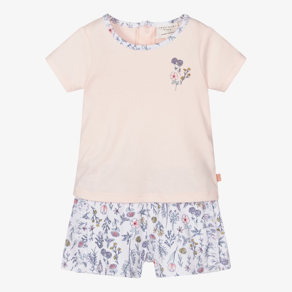 Carrément Beau - Geblümtes Shorts-Set in Rosa und Weiß | Childrensalon