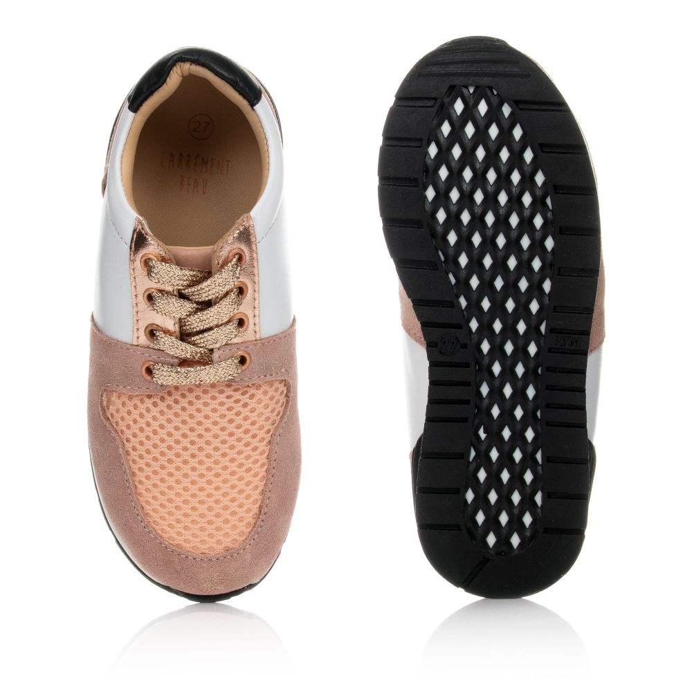 Carrément Beau-Розово-белые кожаные кроссовки | Childrensalon Outlet