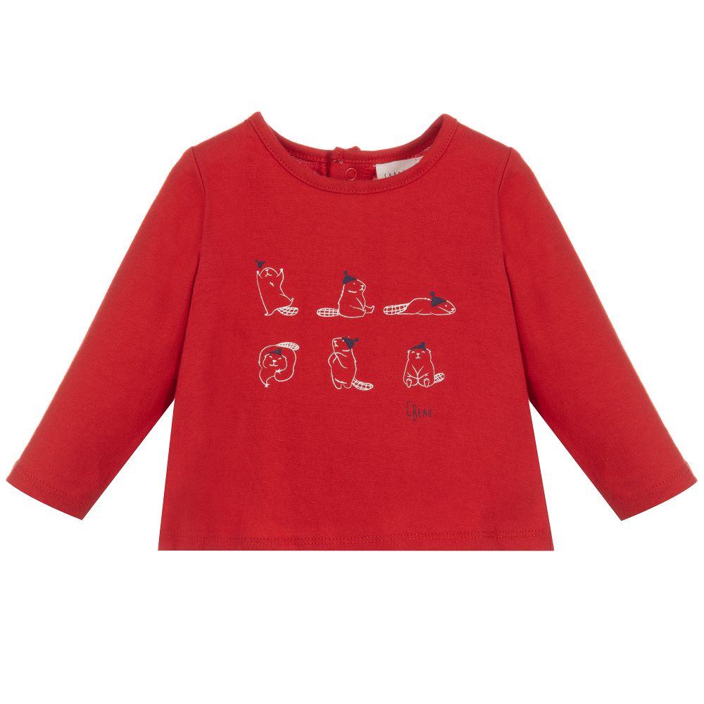 Carrément Beau - توب قطن عضوي لون أحمر للأطفال | Childrensalon