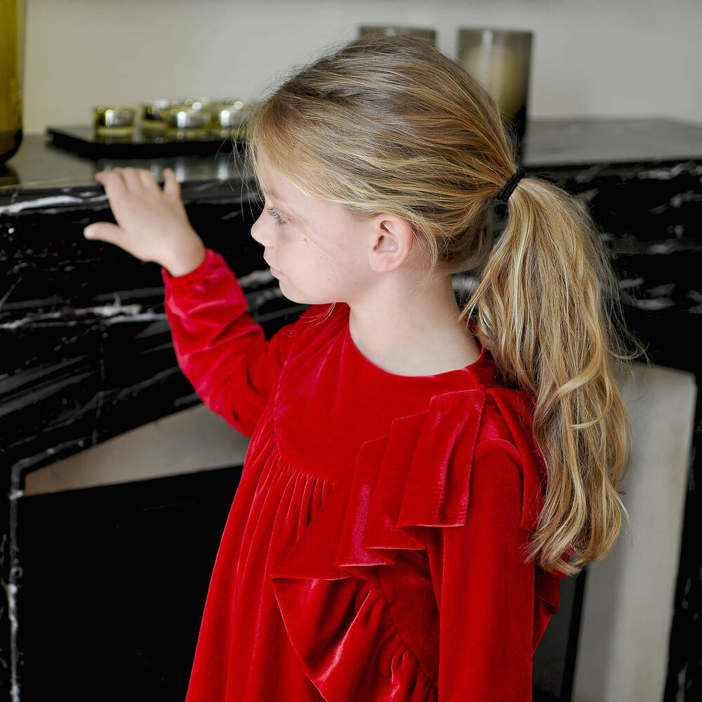 Carrément Beau-Red Velvet Dress | Childrensalon Outlet