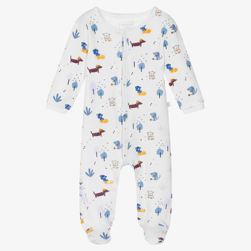 Carrément Beau - White 2-in-1 Cotton Babygrow | Childrensalon