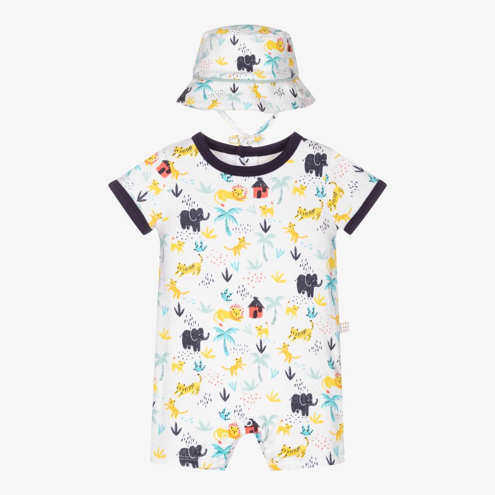 Carrément Beau - Ensemble barboteuse blanc à motif animal | Childrensalon