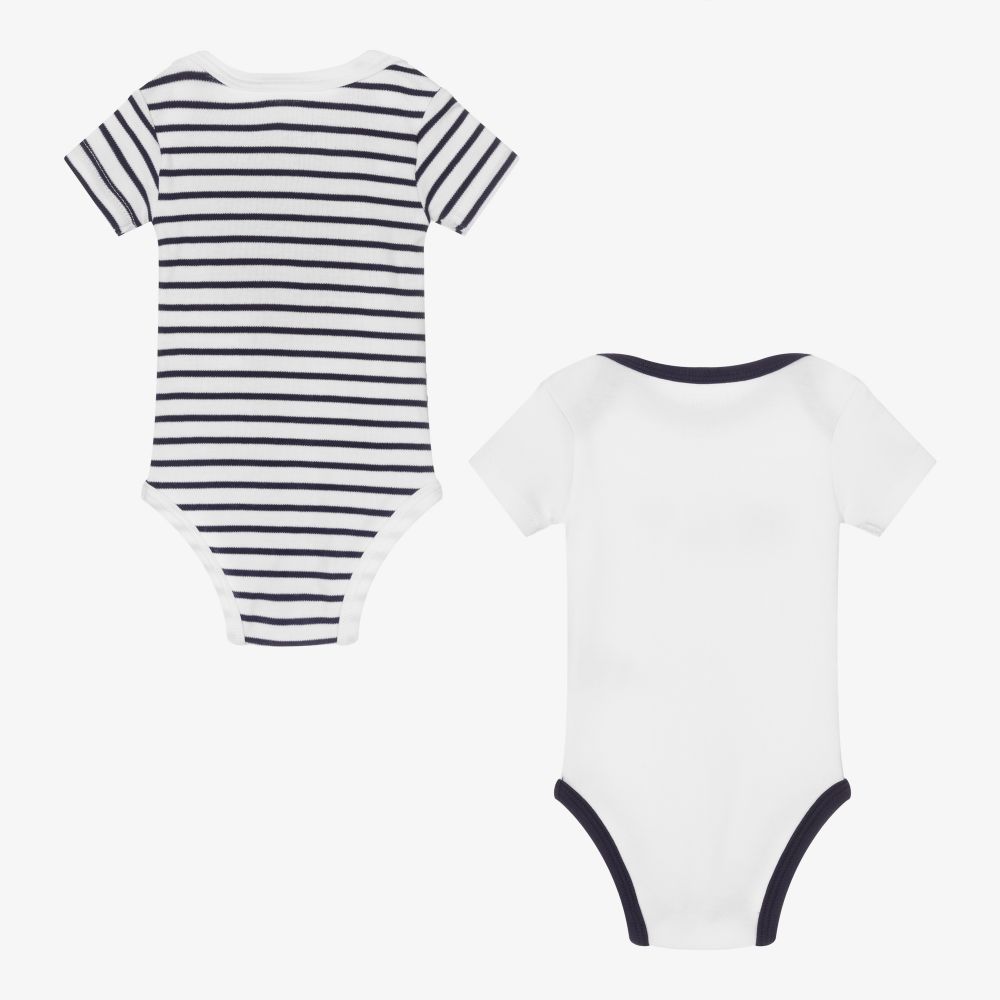 كاريمون بو-أوفرول بادي قطن عضوي لون أبيض وكحلي للأطفال (عدد 2) | Childrensalon Outlet