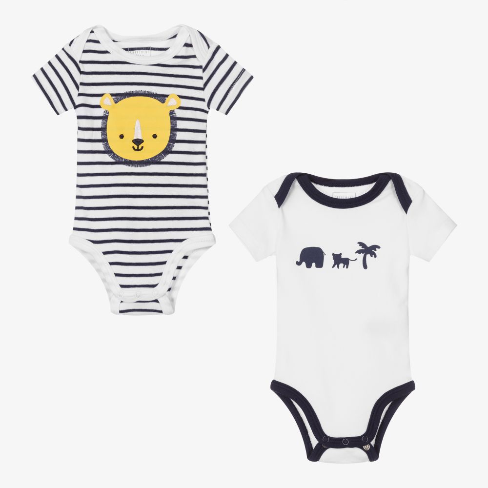 Carrément Beau-Белое и синее боди (2шт.) | Childrensalon Outlet