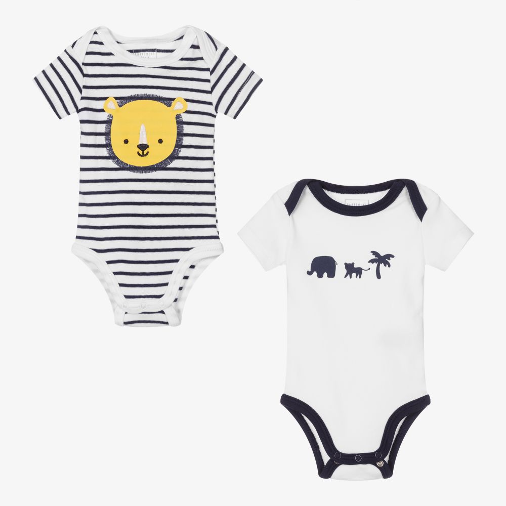 Carrément Beau - Body blanc et bleu (x 2) | Childrensalon