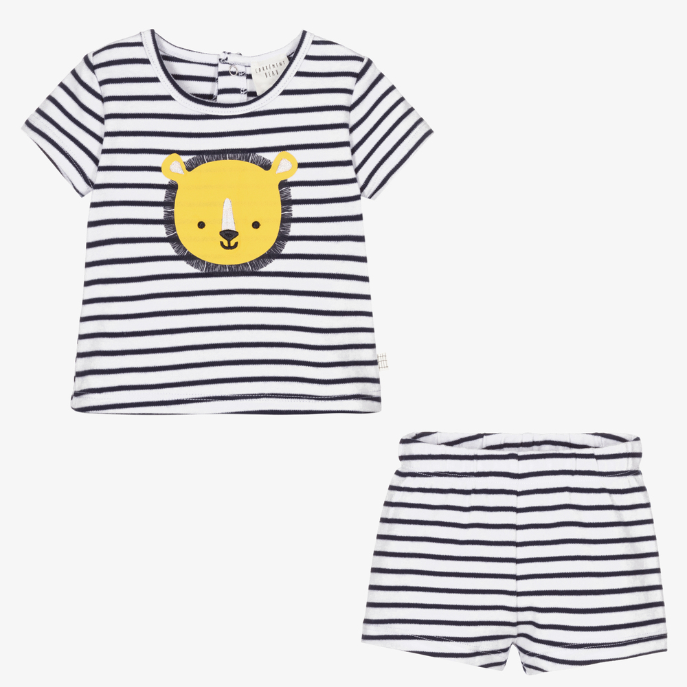 كاريمون بو-بيجاما أطفال ولادي قطن لون أبيض وكحلي | Childrensalon Outlet