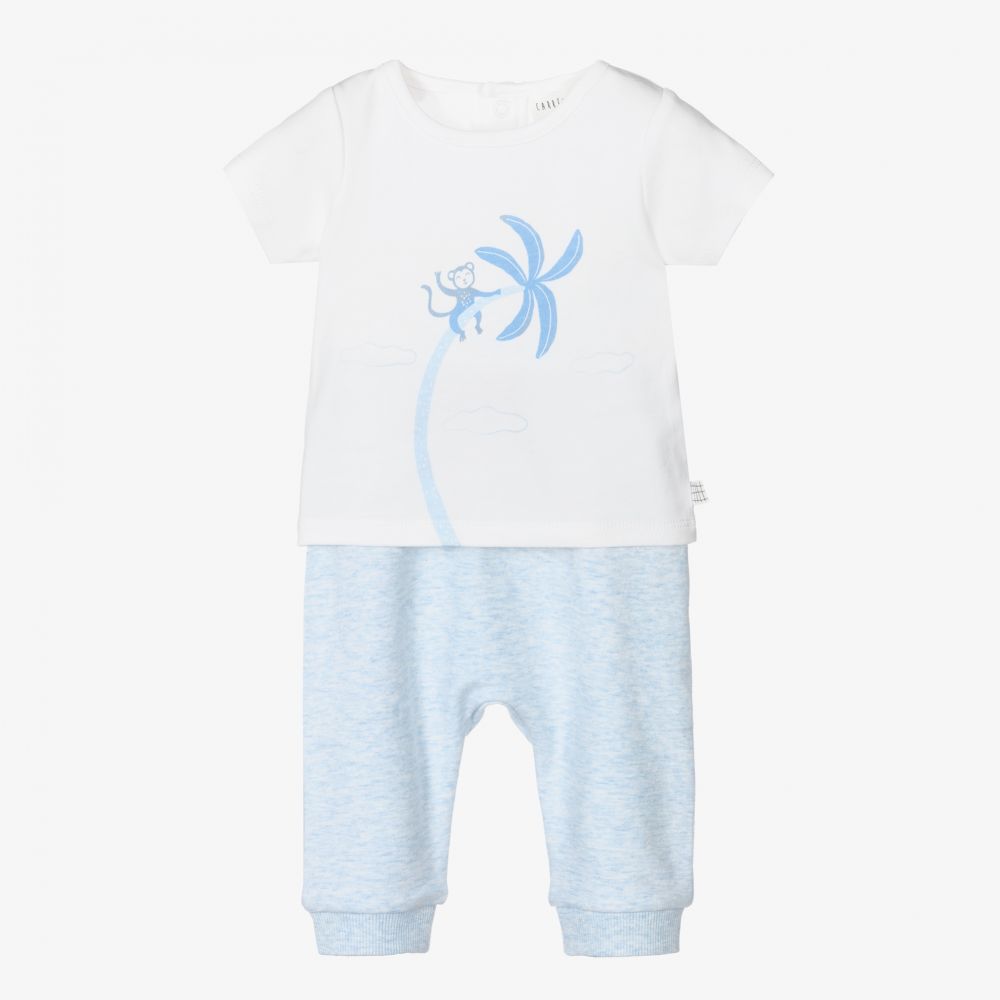 Carrément Beau - Ensemble pantalon blanc/bleu | Childrensalon