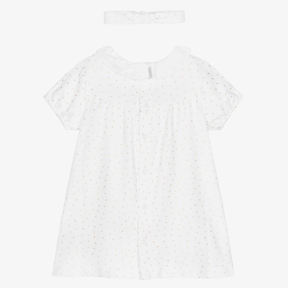Carrément Beau-White Cotton Baby Dress Set | Childrensalon Outlet