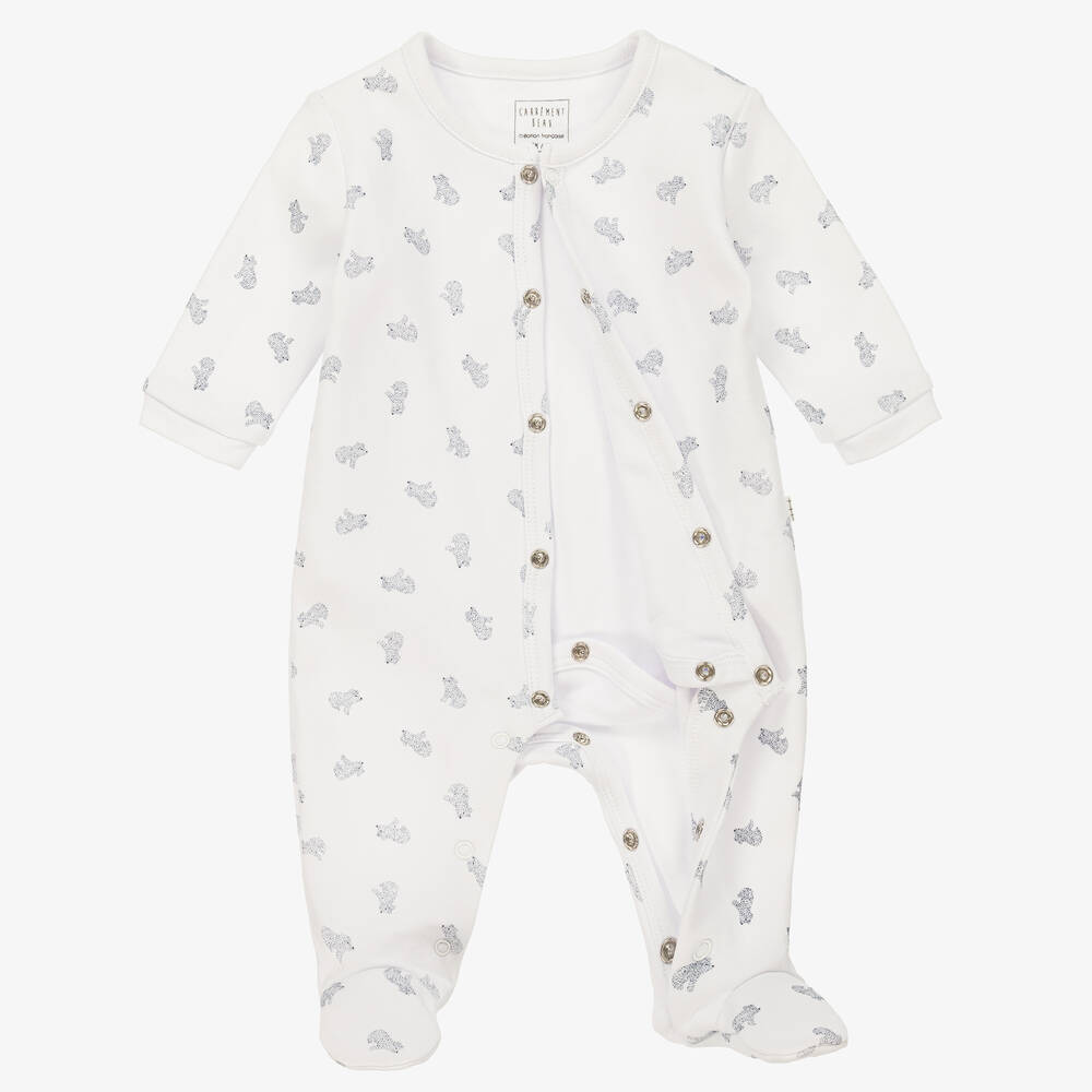 Carrément Beau-Белый хлопковый комбинезон с медвежатами | Childrensalon Outlet