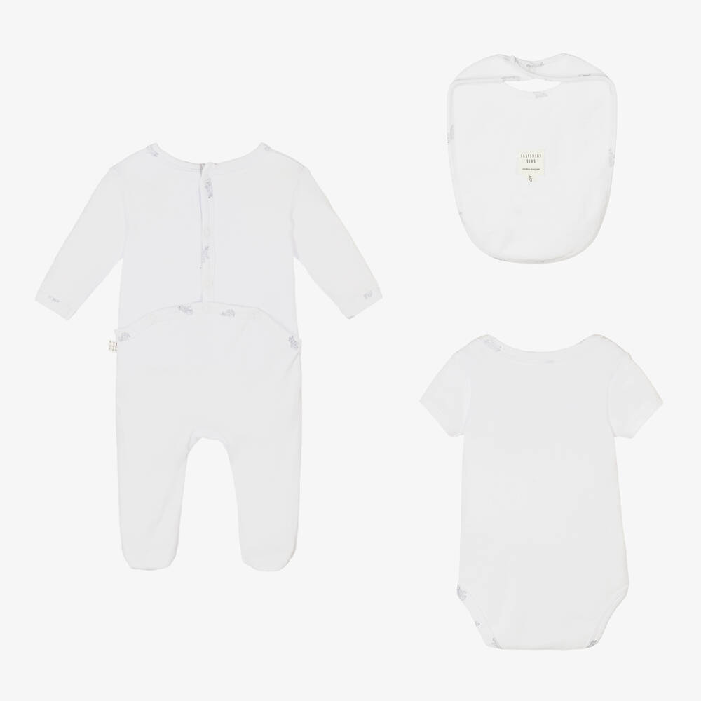 Carrément Beau-طقم بِدلة أوفرول قطن عضوي لون أبيض للأطفال | Childrensalon Outlet