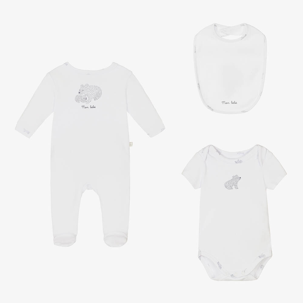 Carrément Beau - Ensemble dors-bien blanc coton ours | Childrensalon