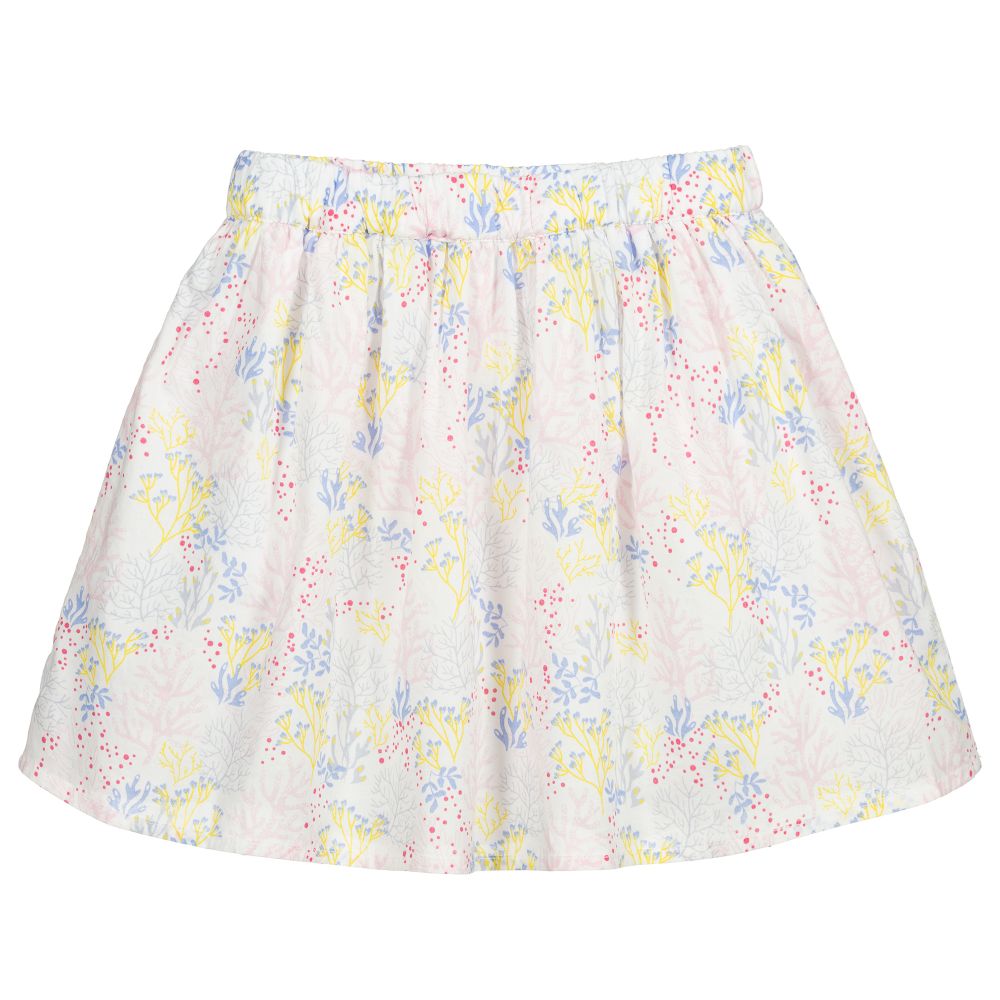 Carrément Beau-White Cotton Floral Skirt | Childrensalon Outlet