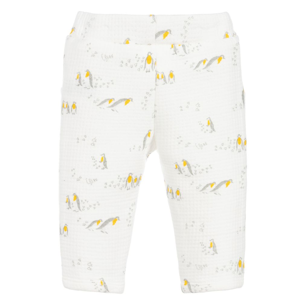 كاريمون بو-بنطلون قطن عضوي جيرسي لون أبيض للأطفال | Childrensalon Outlet
