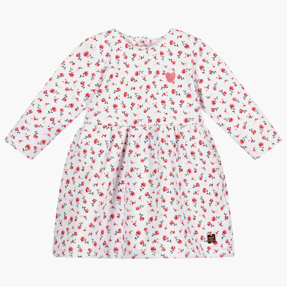 Carrément Beau - Robe fleurie blanche en coton | Childrensalon