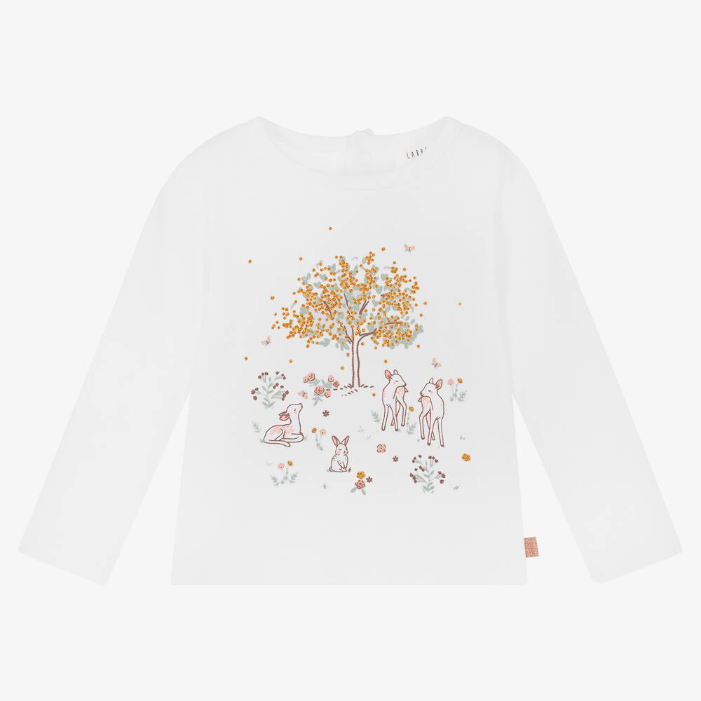 Carrément Beau - White Floral Cotton Top | Childrensalon