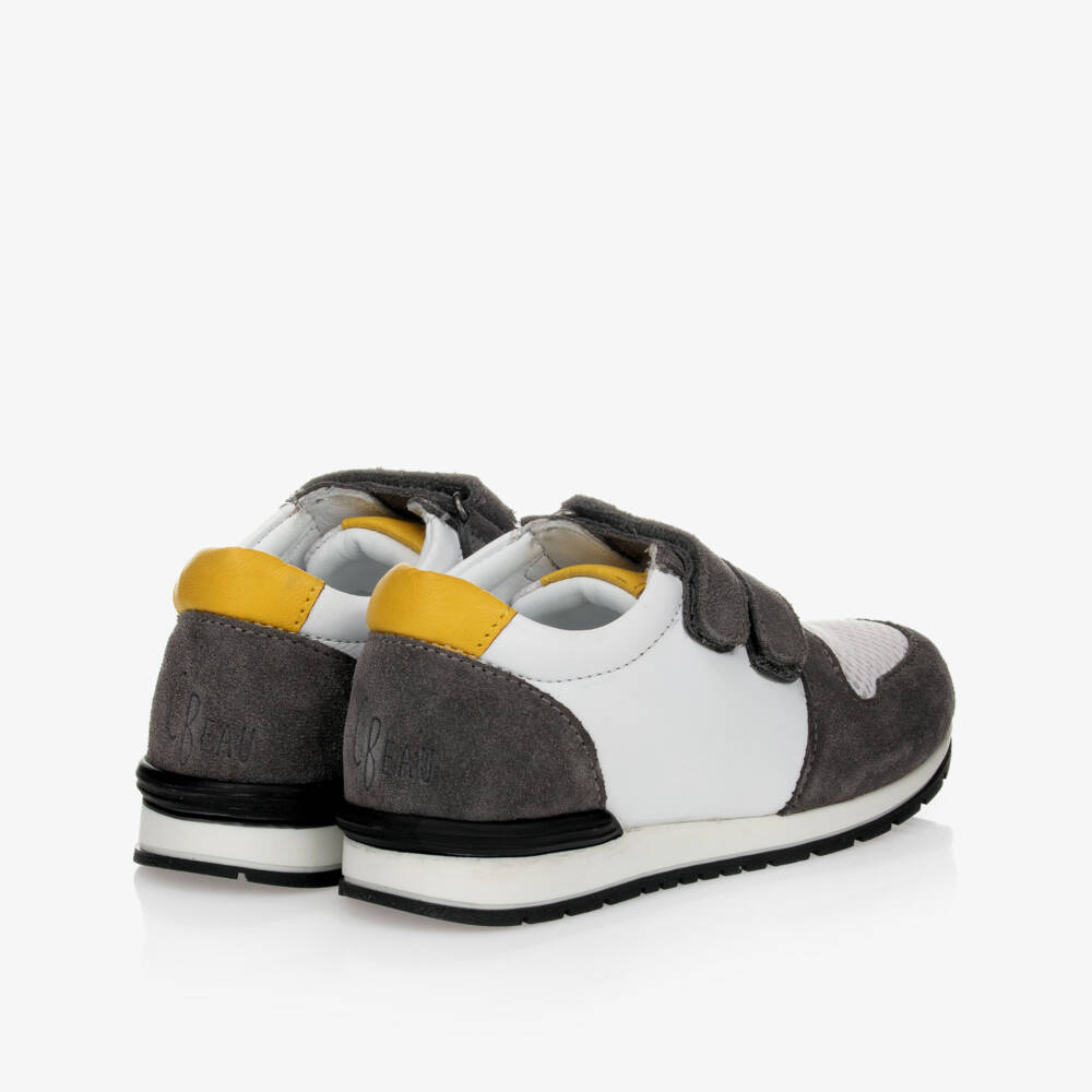 Carrément Beau-White & Grey Velcro Trainers | Childrensalon Outlet