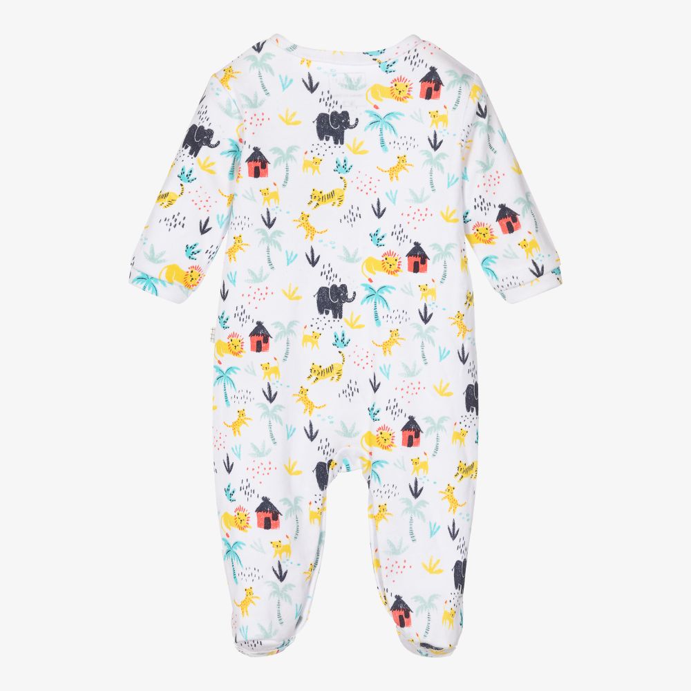 Carrément Beau-White Organic Animals Babygrow | Childrensalon Outlet