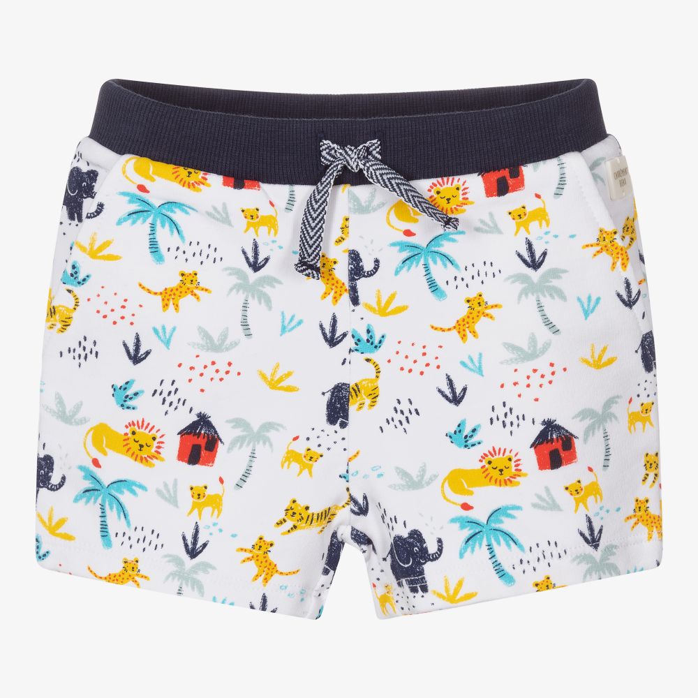 Carrément Beau - White Organic Animals Shorts | Childrensalon