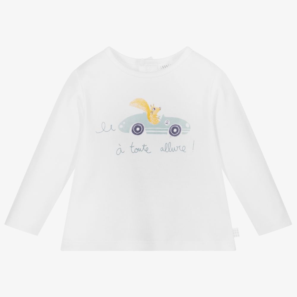 Carrément Beau - White Organic Cotton Top | Childrensalon