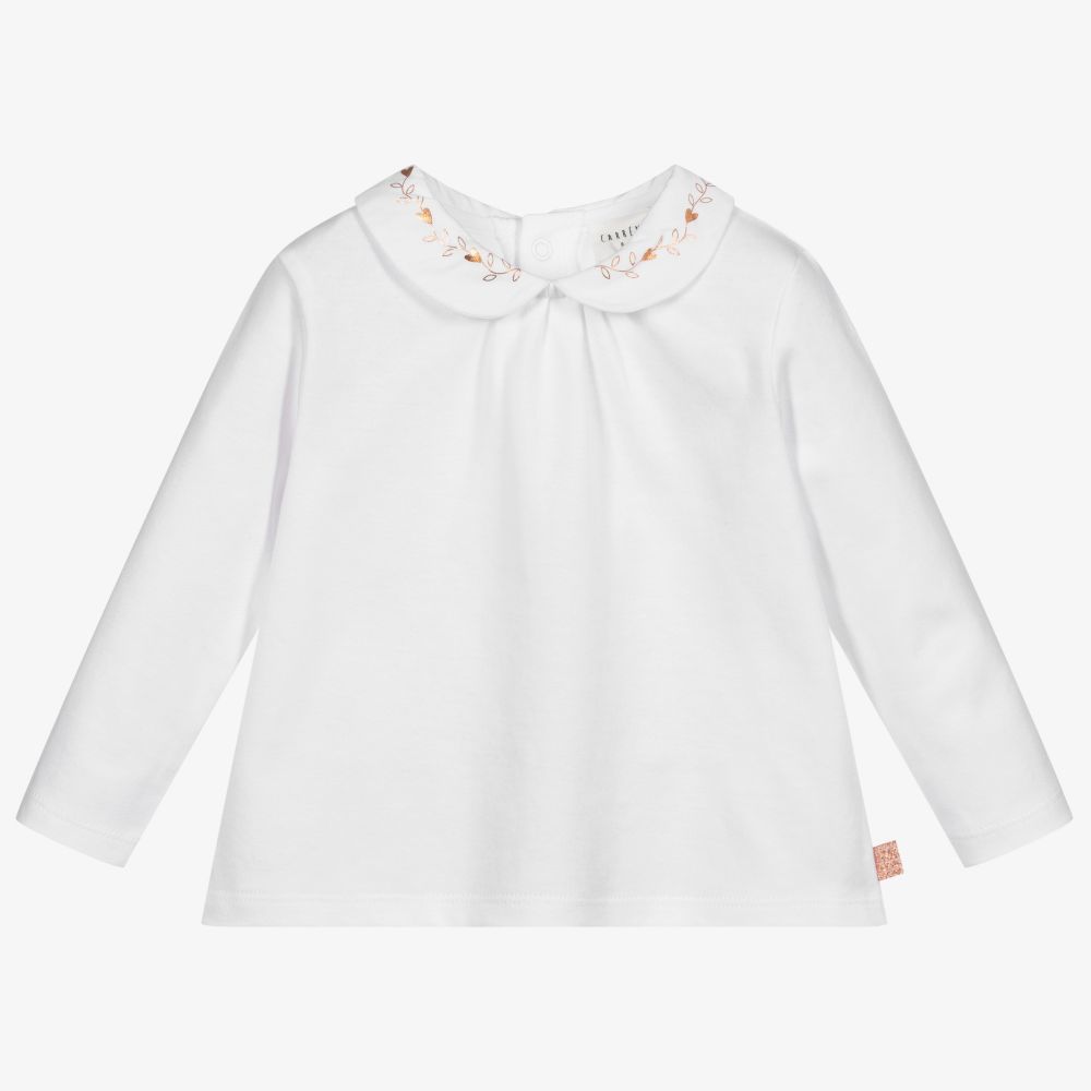 Carrément Beau - White Organic Cotton Top | Childrensalon