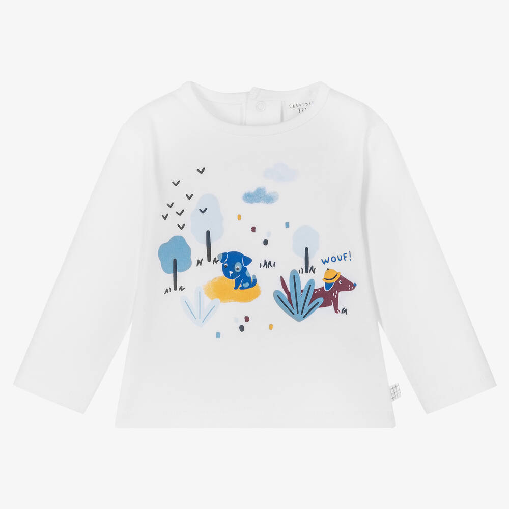 Carrément Beau - Haut blanc en coton bio  | Childrensalon