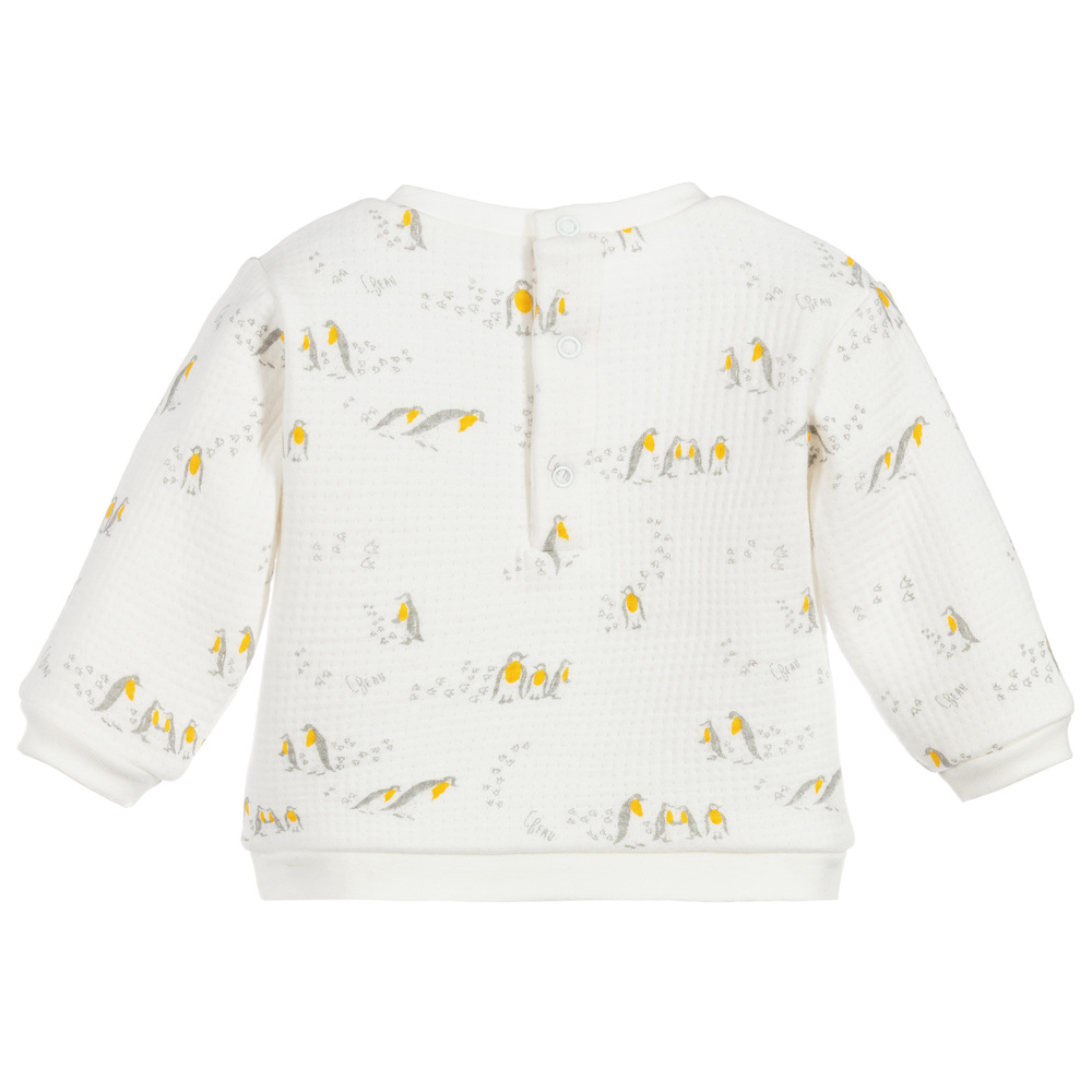 كاريمون بو-سويتشيرت قطن عضوي جيرسي لون أبيض للأطفال | Childrensalon Outlet