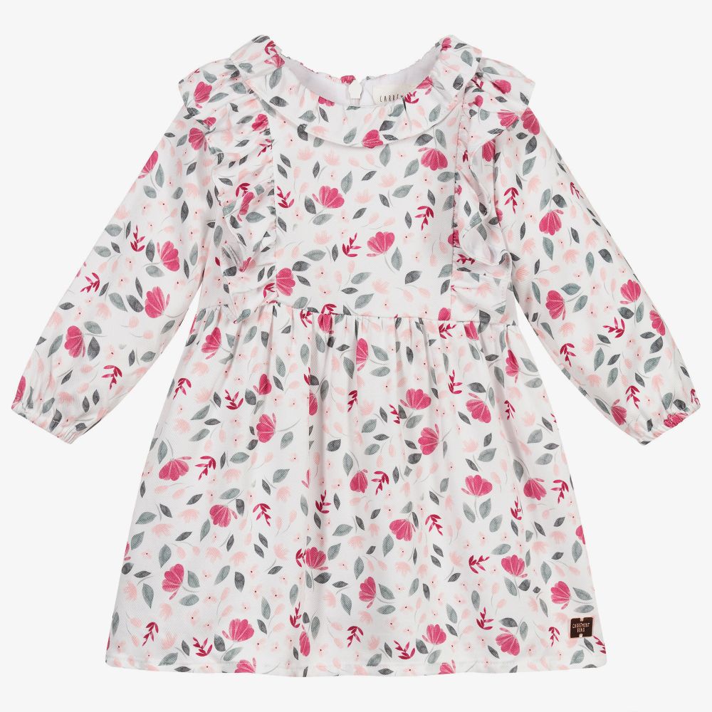 Carrément Beau - Robe fleurie blanche et rose | Childrensalon