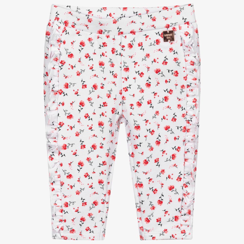 Carrément Beau - White & Red Floral Trousers | Childrensalon