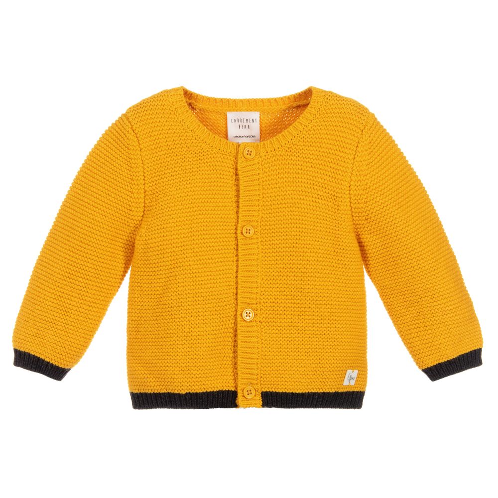 Carrément Beau - Cardigan jaune en coton bio | Childrensalon