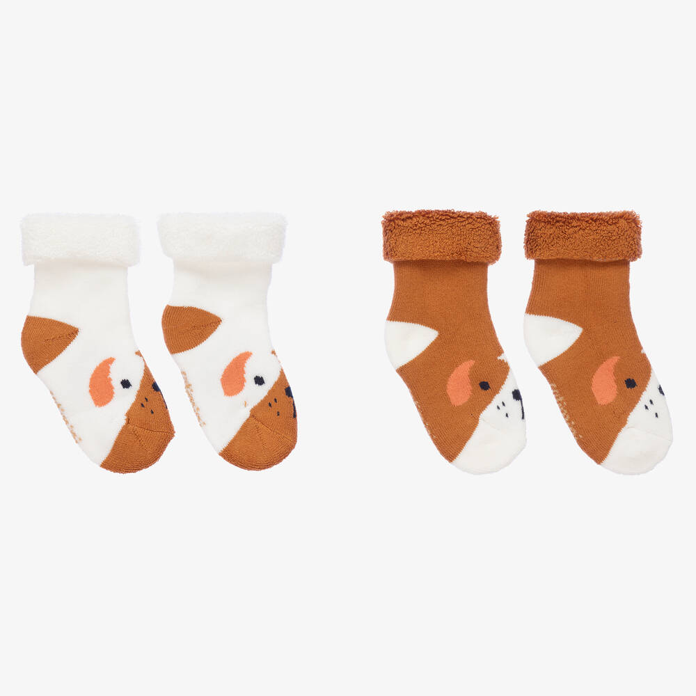 Catimini-جوارب قطن لون عاجي وبني (عدد 2) | Childrensalon Outlet