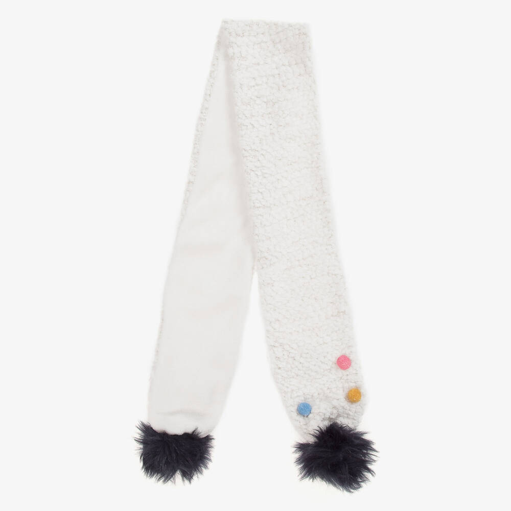 Catimini-Baby Girls White Pom-Pom Scarf | Childrensalon Outlet