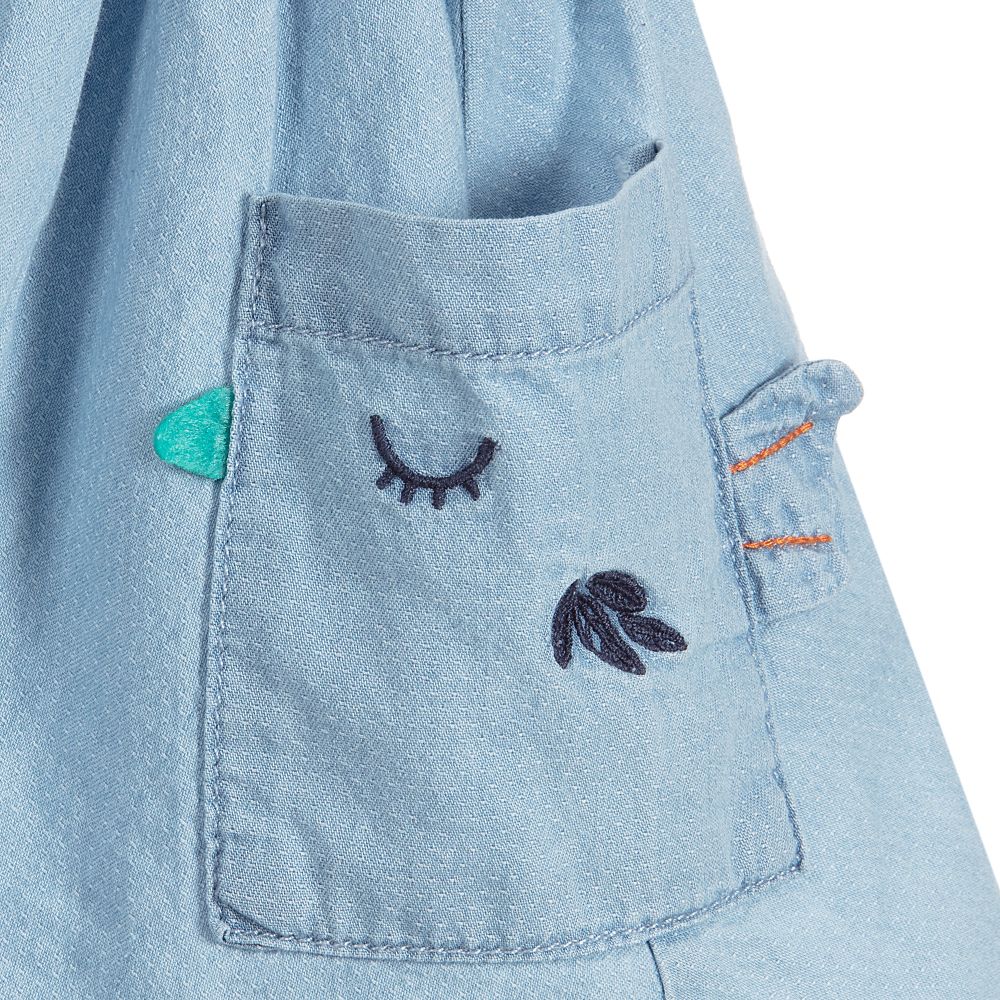 Catimini-فستان بينافور أطفال بناتي قطن شامبري لون أزرق | Childrensalon Outlet