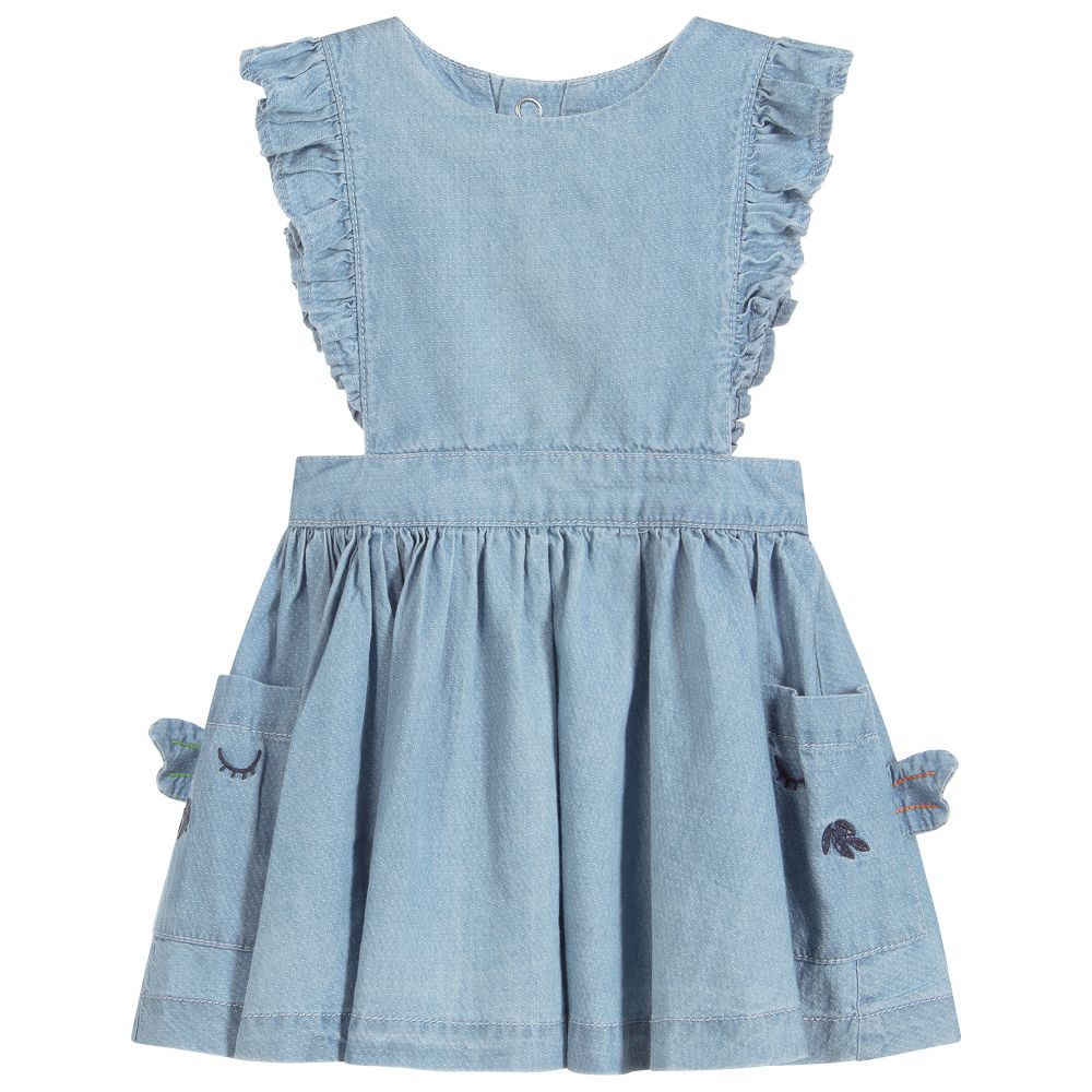 Catimini - Blue Chambray Pinafore Dress | Childrensalon