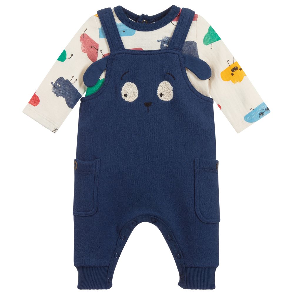 Catimini - Blue & Ivory Cotton Babysuit | Childrensalon