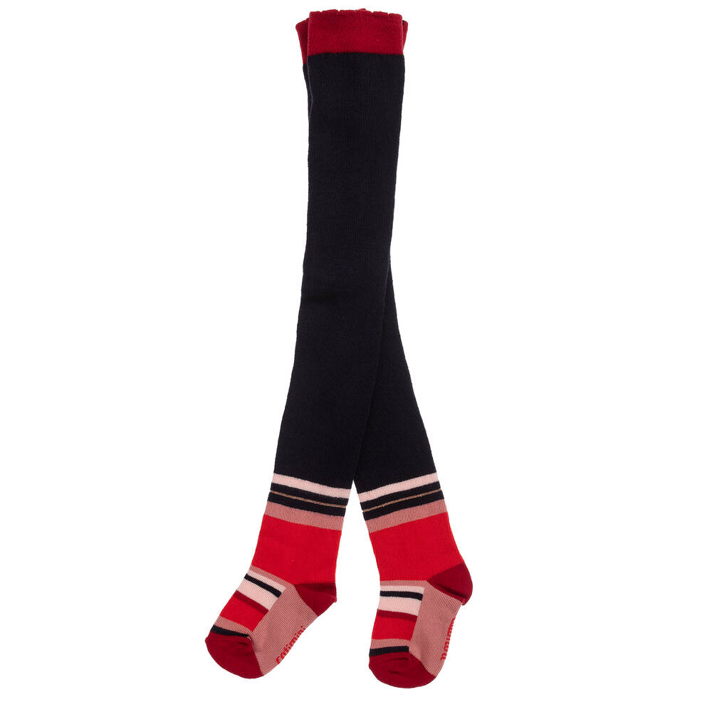 Catimini-Blue & Red Cotton Tights | Childrensalon Outlet