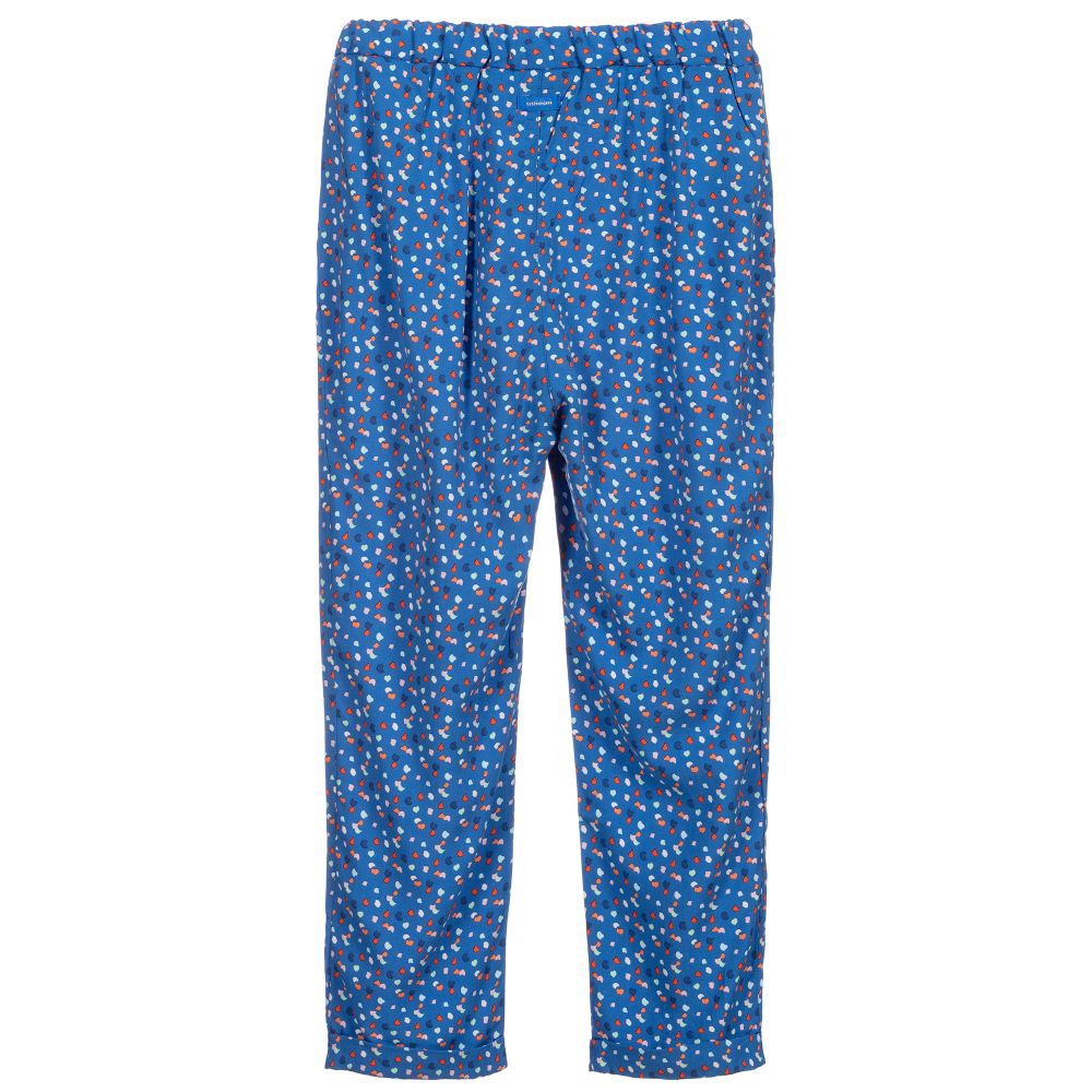 كاتامني-بنطلون فيسكوز لون أزرق بطبعة ملونة للبنات | Childrensalon Outlet