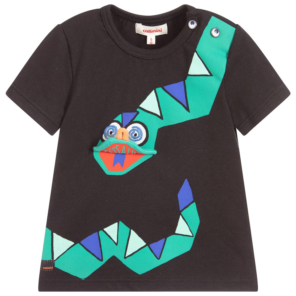 Catimini-Boys Black Cotton T-Shirt | Childrensalon Outlet