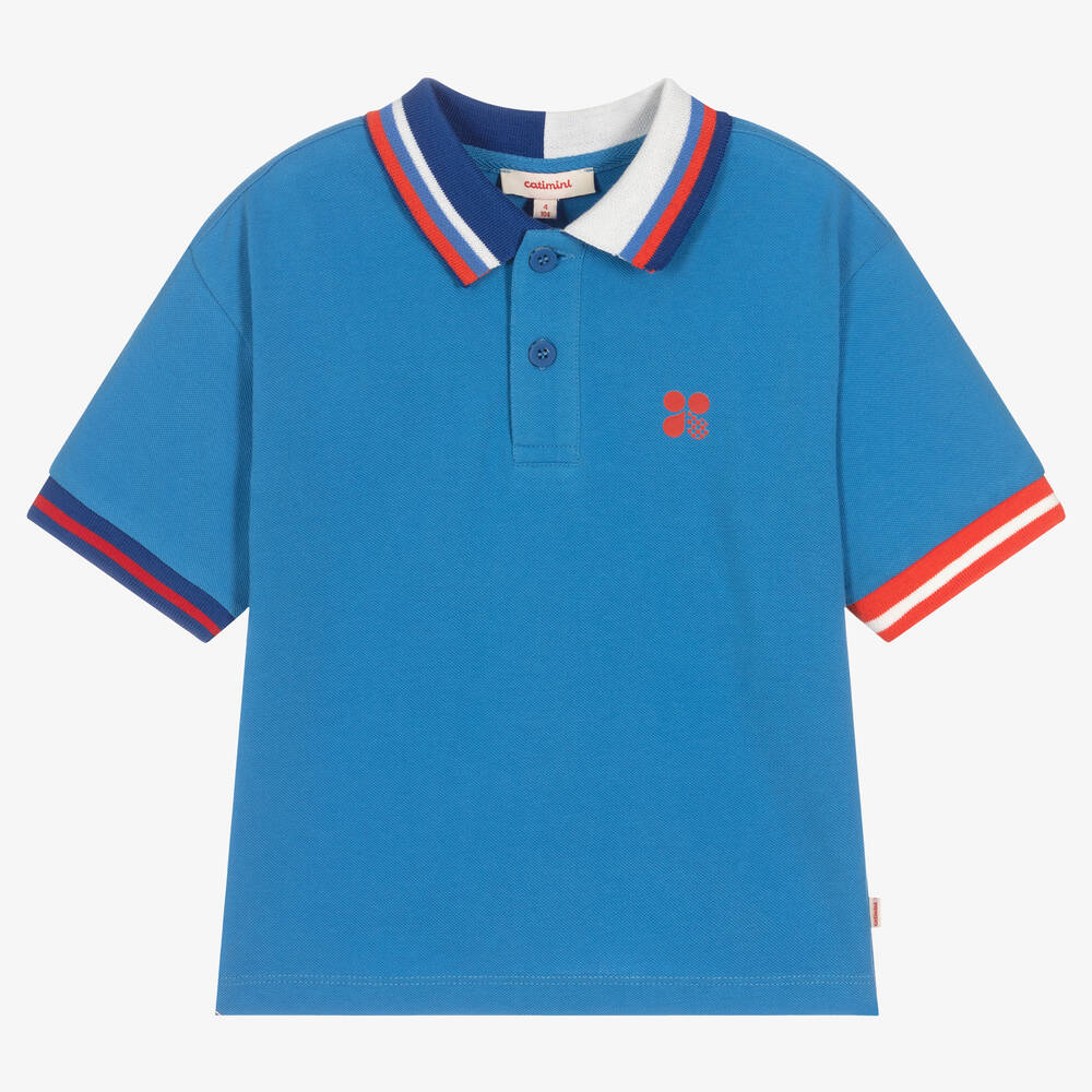 Catimini - Boys Blue Cotton Polo Shirt | Childrensalon