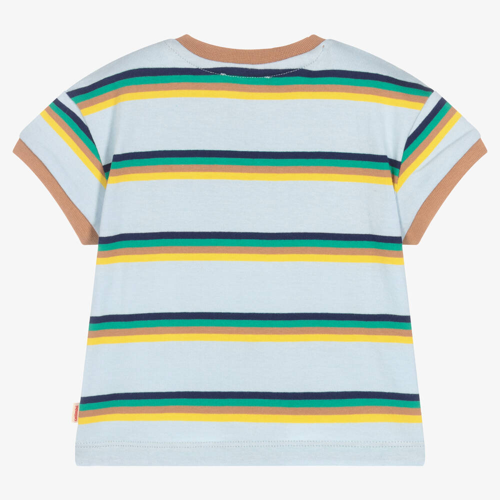 Catimini-تيشيرت أطفال ولادي قطن مقلم لون أزرق | Childrensalon Outlet